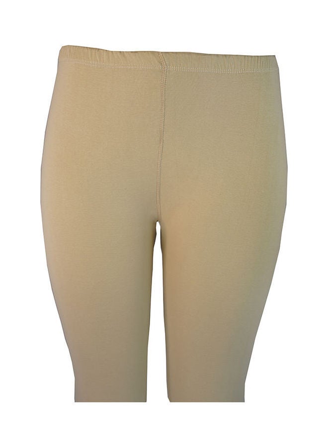 3 Pack Of Full Length Inner Leggings With Elasticated Waistband Beige