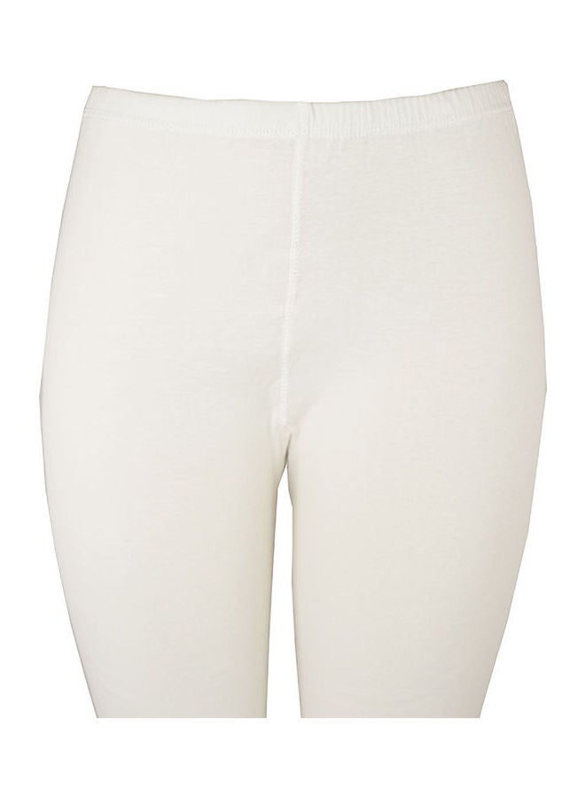 3-Piece Full Length Inner Leggings With Elasticated Waistband Off White