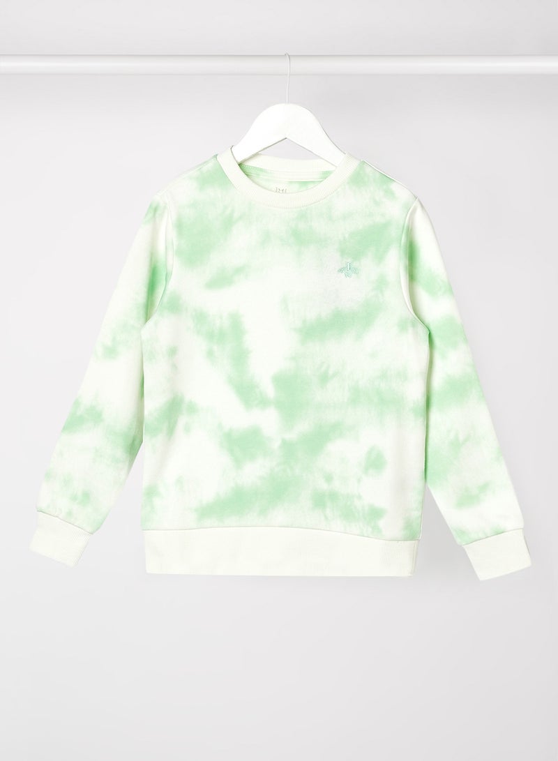 Girls Casual Sweatshirt   Tie-Dye Mint Green Tie-Dye