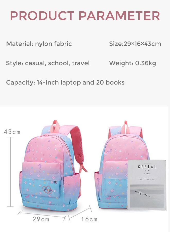 3pcs Backpack Set Large Capacity Schoolbag for Kids Pink/Blue