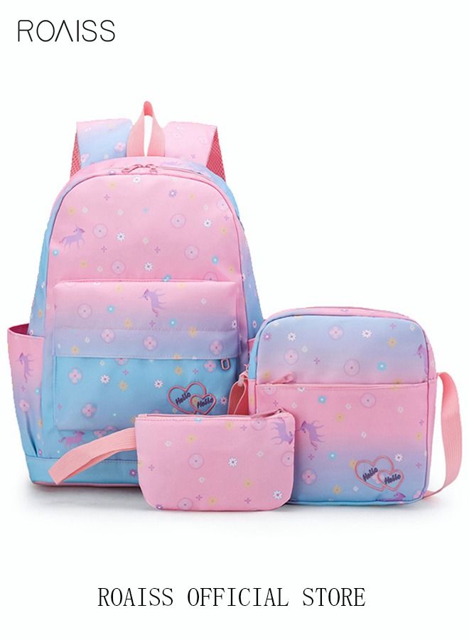 3pcs Backpack Set Large Capacity Schoolbag for Kids Pink/Blue