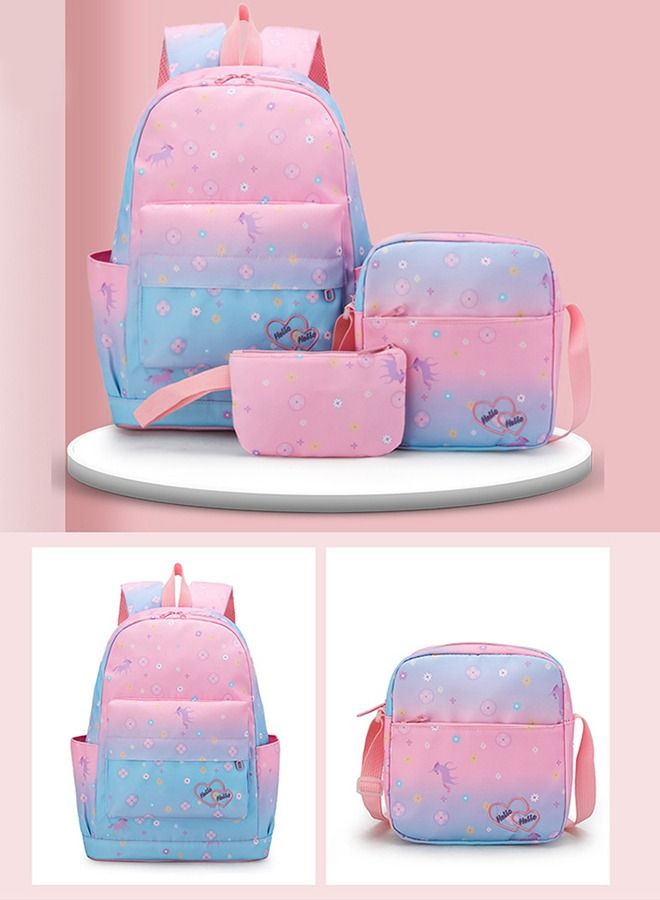 3pcs Backpack Set Large Capacity Schoolbag for Kids Pink/Blue