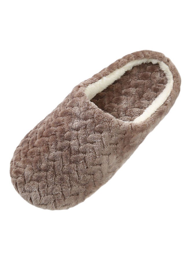 Slip-On Cotton Indoor Slippers Brown