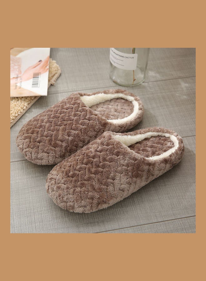 Slip-On Cotton Indoor Slippers Brown