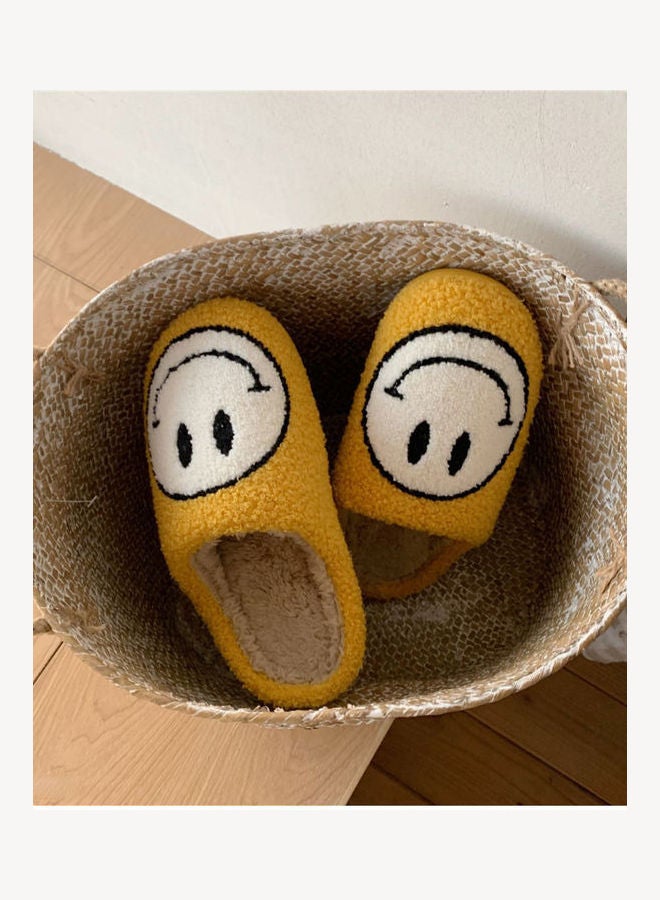 Smiley Face Designed Bedroom Slippers Yellow/White