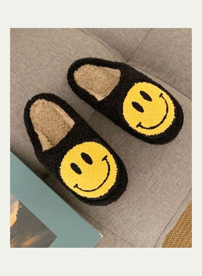 Smiley Face Designed Bedroom Slippers Black/Yellow