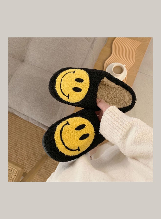 Smiley Face Designed Bedroom Slippers Black/Yellow