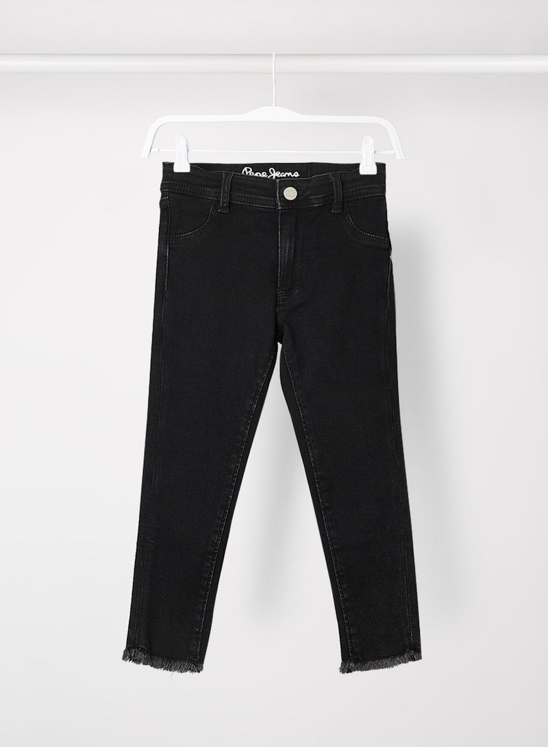 Kids/Teen Frayed Hem Slim Jeans Black