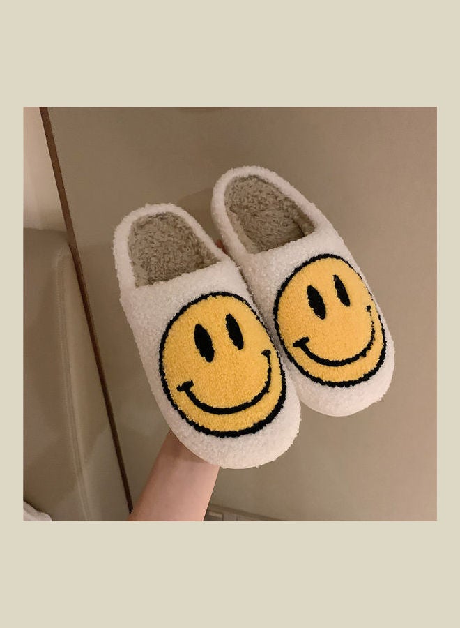 Smiley Face Designed Bedroom Slippers White/Yellow