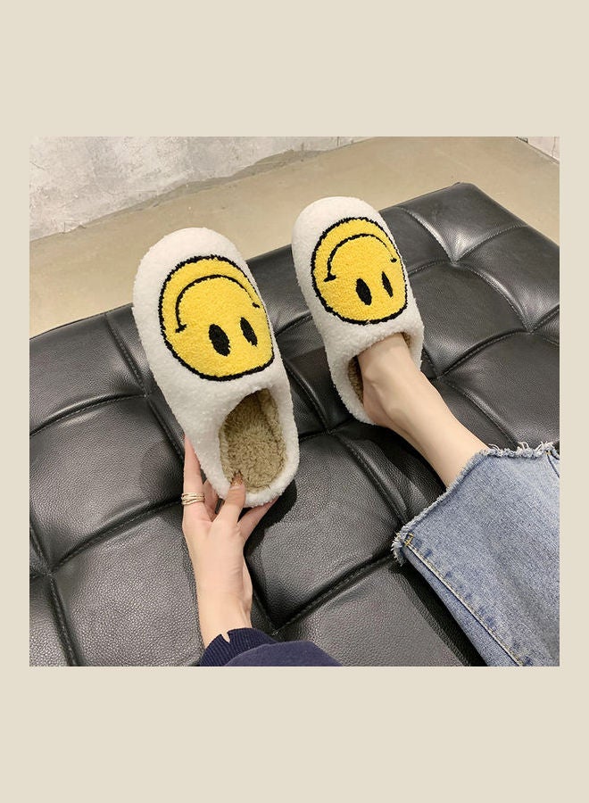 Smiley Face Designed Bedroom Slippers White/Yellow