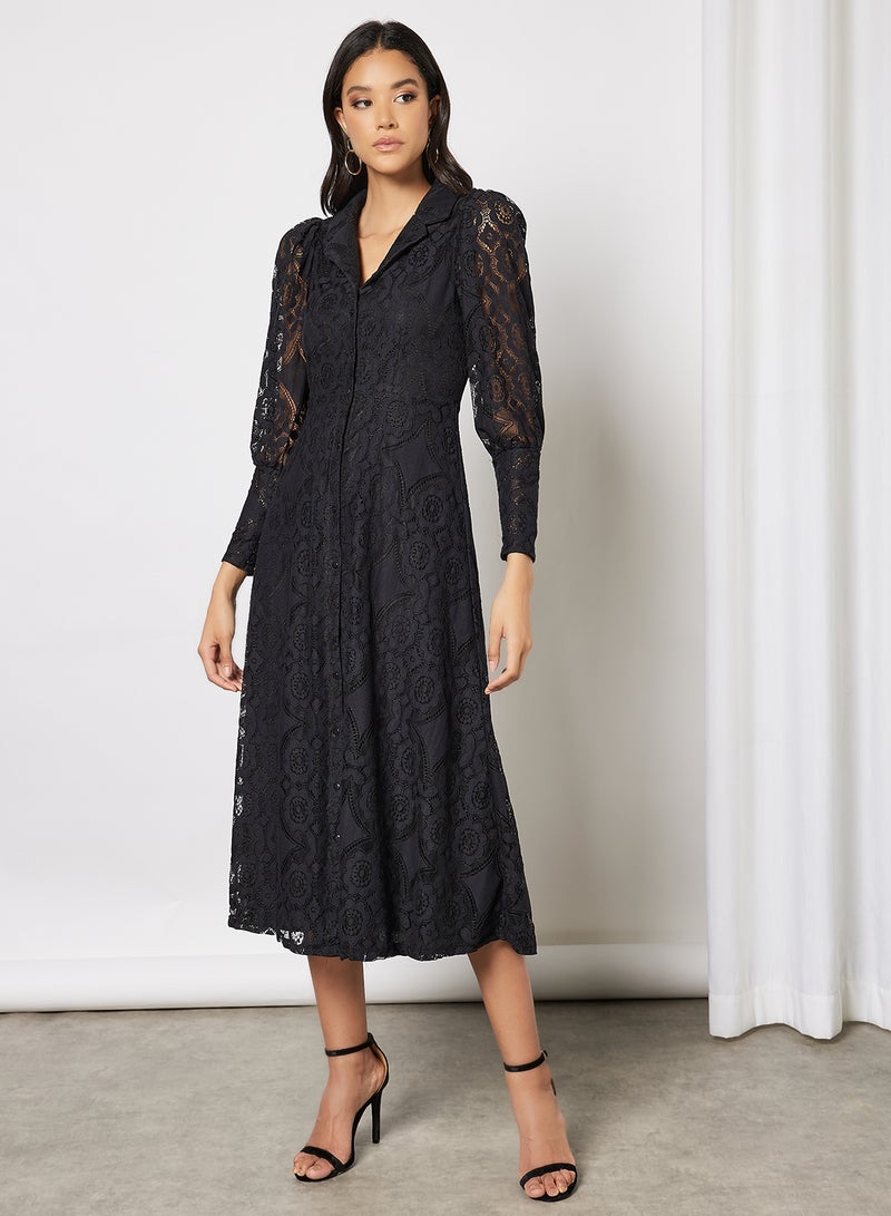 Vanna Long Sleeve Lace Dress Black
