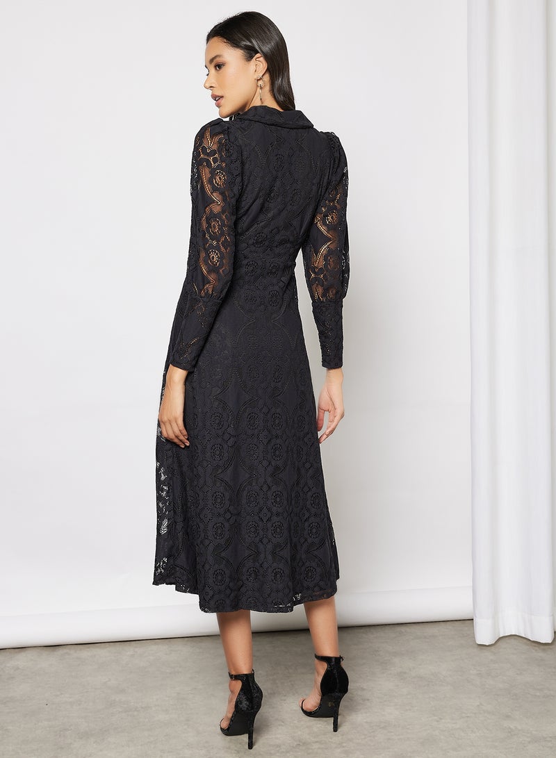 Vanna Long Sleeve Lace Dress Black