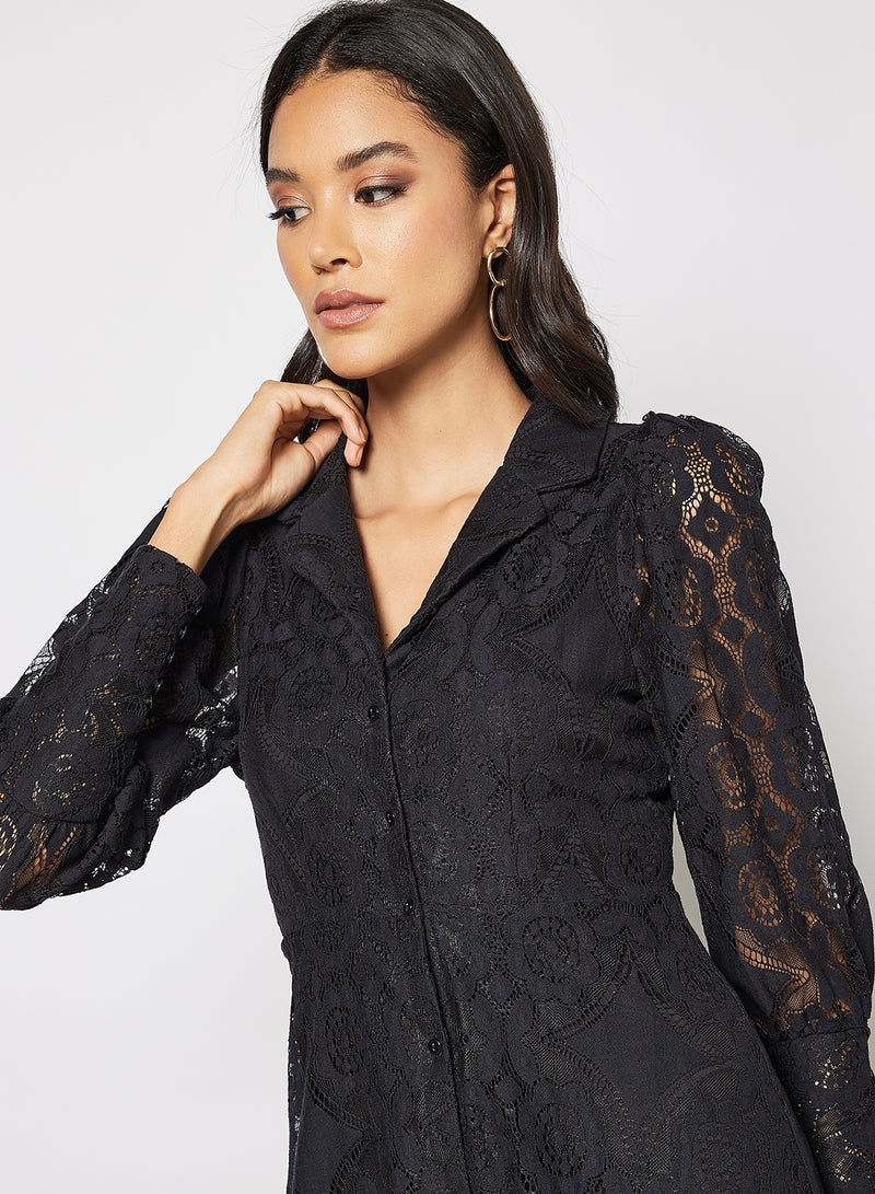Vanna Long Sleeve Lace Dress Black