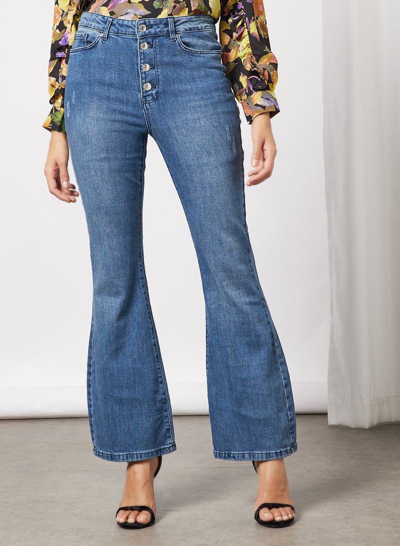Flared Hem Jeans Blue