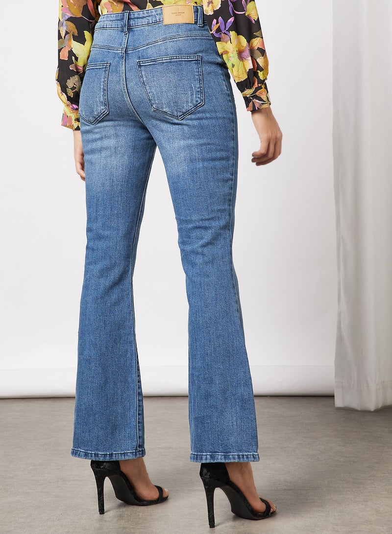 Flared Hem Jeans Blue