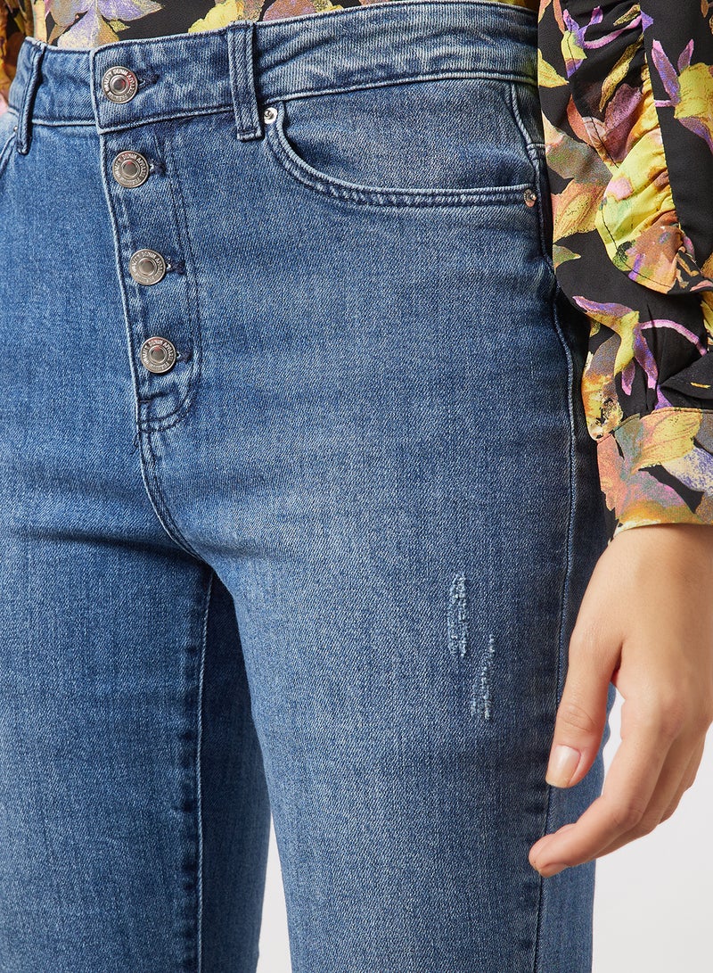 Flared Hem Jeans Blue