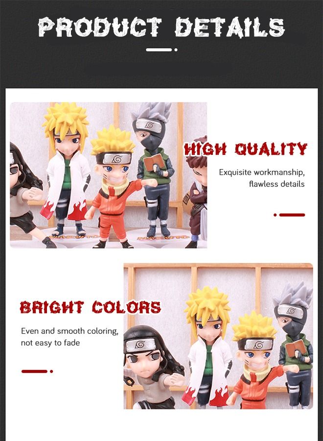 GROIC 11-Piece Naruto Action Figure Set with Accessories Model Toys Anime Models Home Office Desktop Decoration Gift