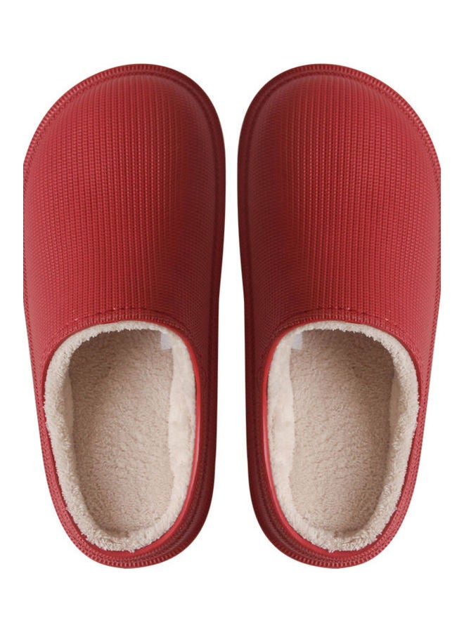 Winter Soft Waterproof Anti-Slip Slippers Red/White