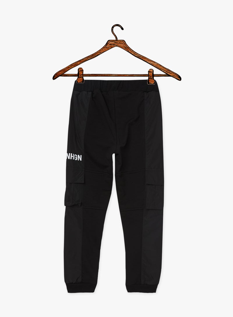 Boys Text Printed Sweatpants Black