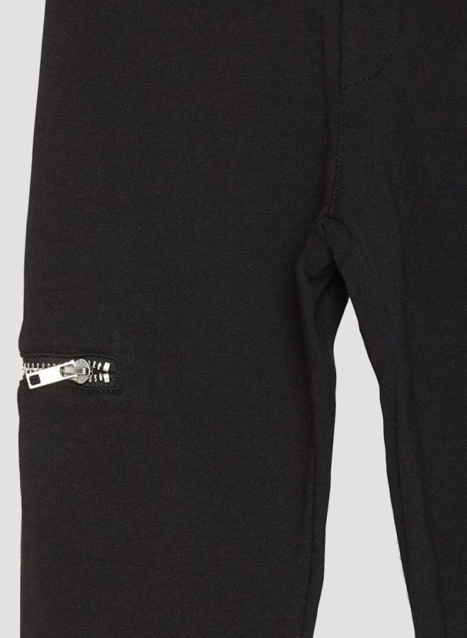 Zipper Detail Sweatpants Black