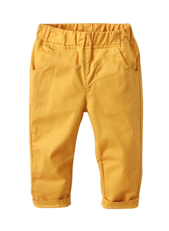 Pocket Detailed Casual Pants Yellow