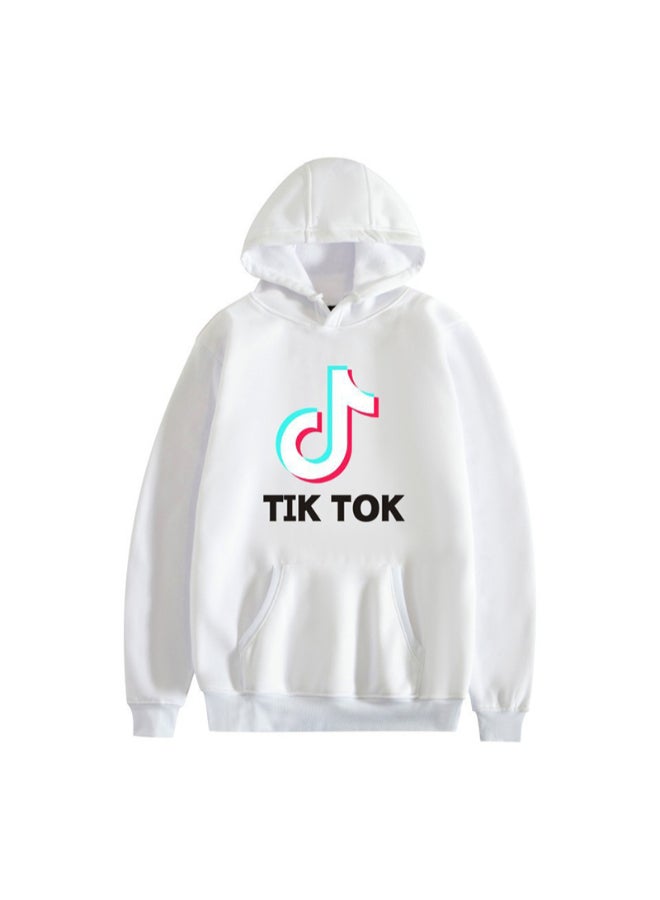 Tik Tok Print Hoodie White