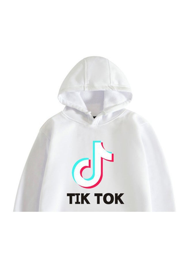 Tik Tok Print Hoodie White