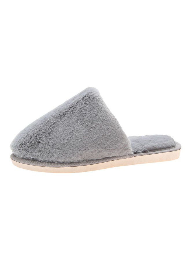 Solid Fluffy Indoor Slippers Grey