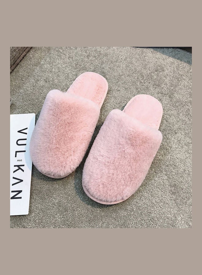 Solid Fluffy Indoor Slippers Pink
