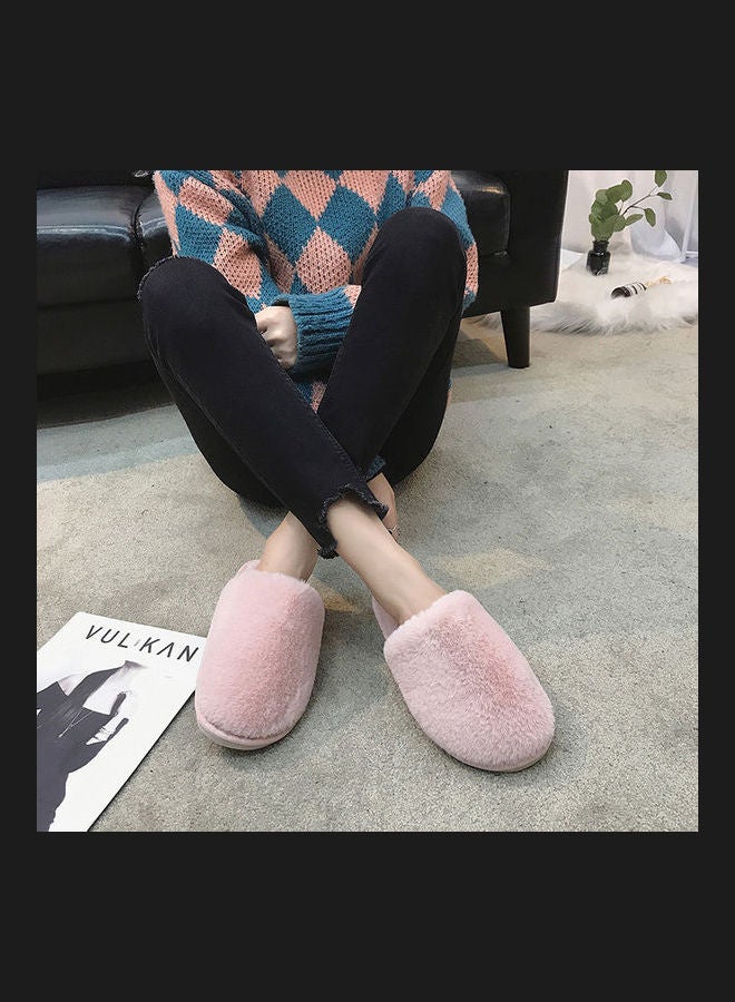 Solid Fluffy Indoor Slippers Pink