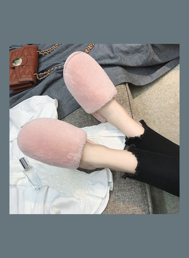 Solid Fluffy Indoor Slippers Pink