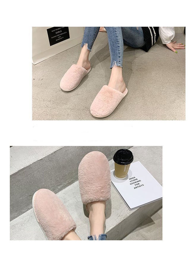 Solid Fluffy Indoor Slippers Pink