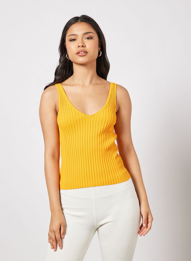 Rib V Neck Top