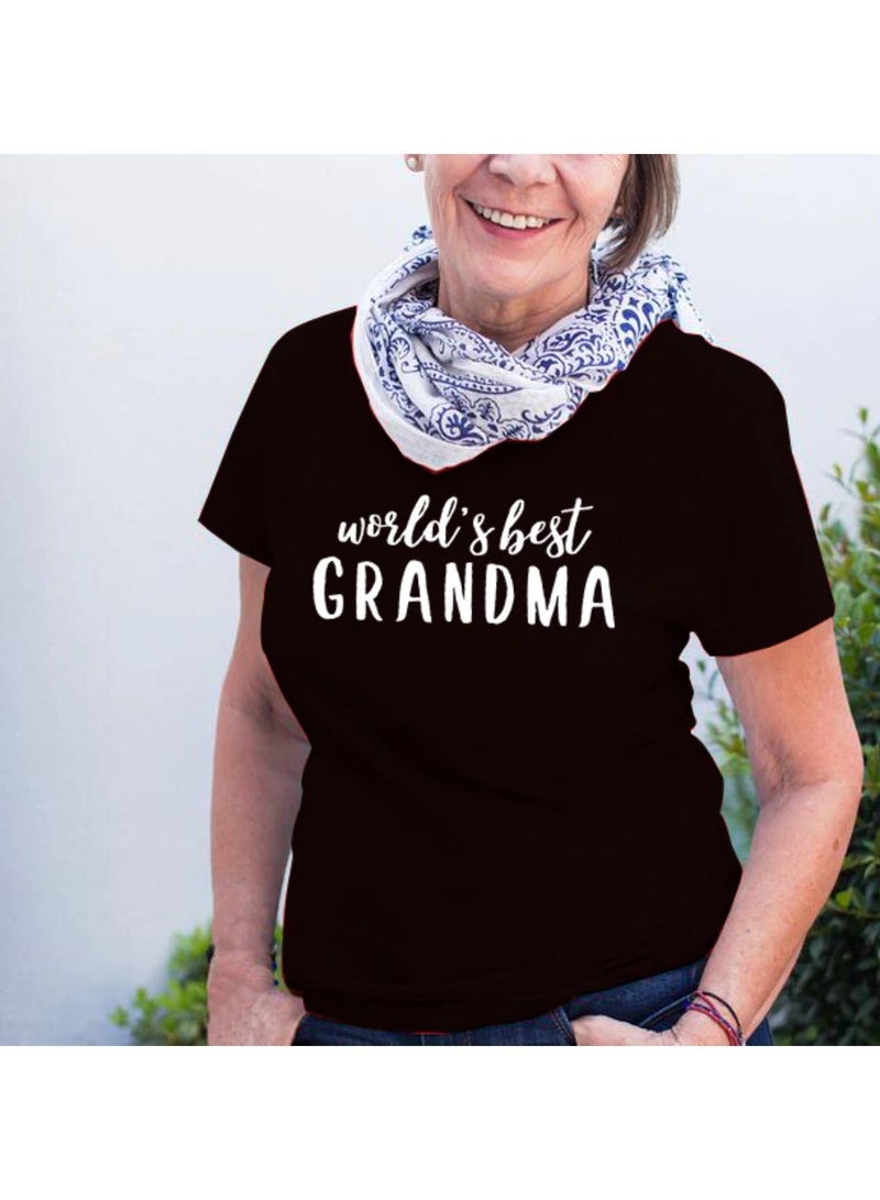 Best Grandma and Best Grandpa Printed Black T-Shirt