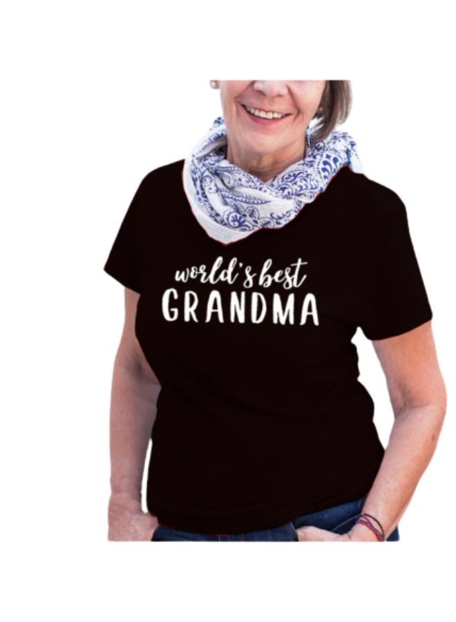 Best Grandma and Best Grandpa Printed Black T-Shirt