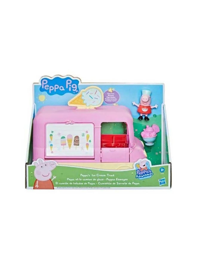 Peppa  Peppa’s Adventures Peppa’s Ice Cream Truck Vehicle Preschool Toy, Speech and Sounds, Peppa Figure and Accessory, Ages 3 and Up