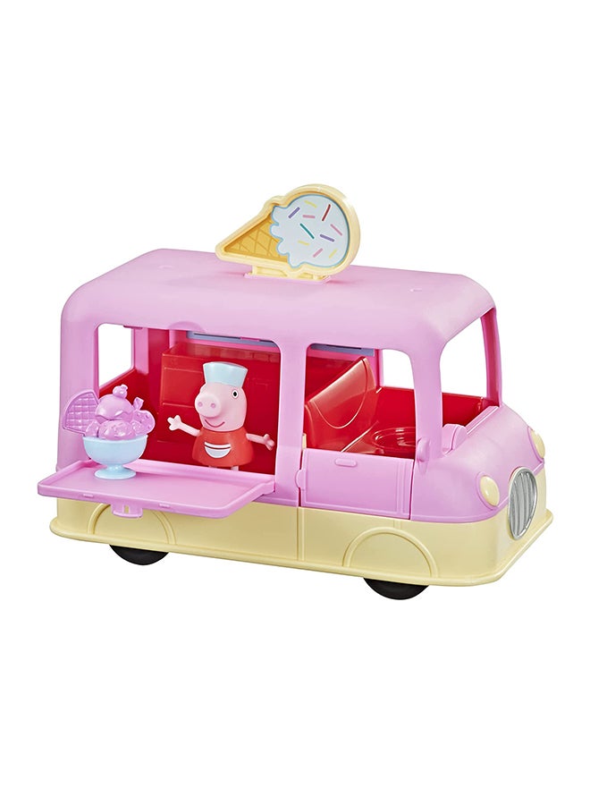 Peppa  Peppa’s Adventures Peppa’s Ice Cream Truck Vehicle Preschool Toy, Speech and Sounds, Peppa Figure and Accessory, Ages 3 and Up