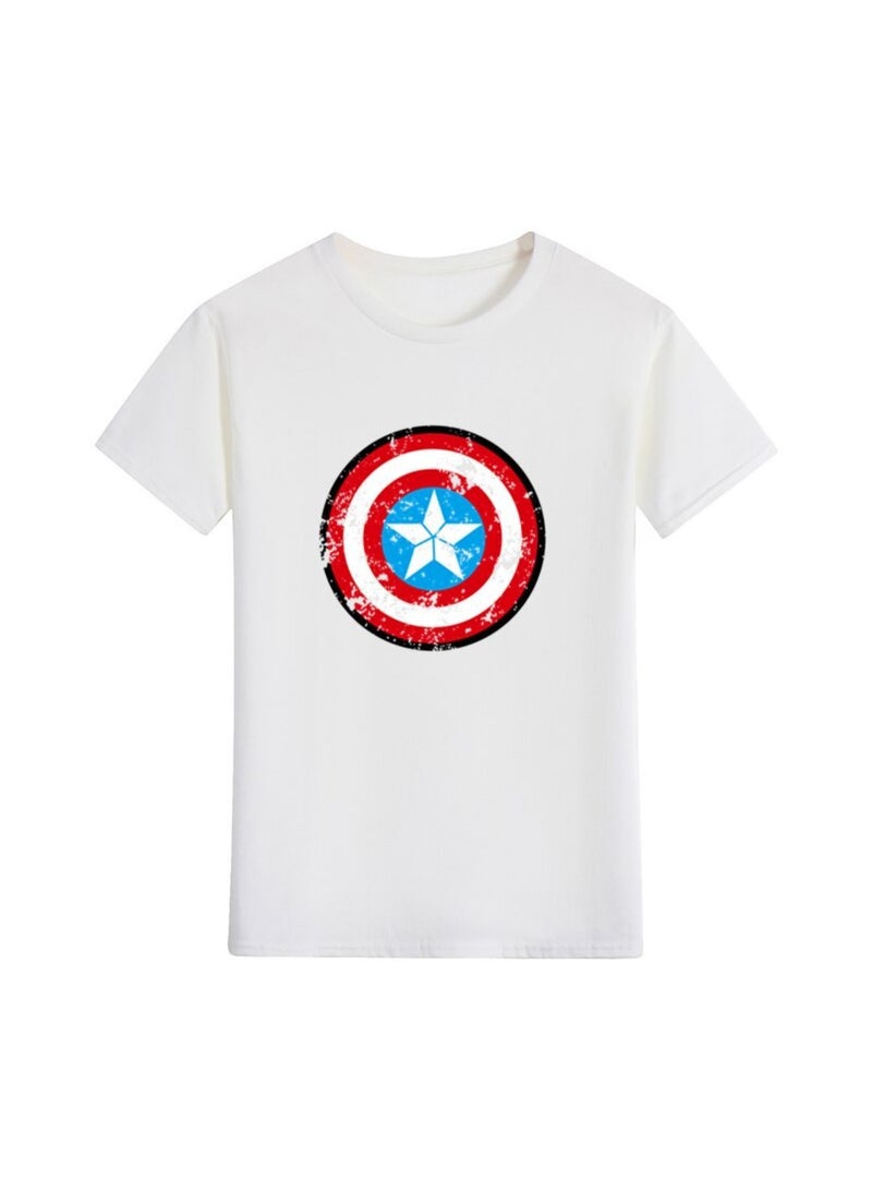 Star Shield Printed White T Shirt 1Pc