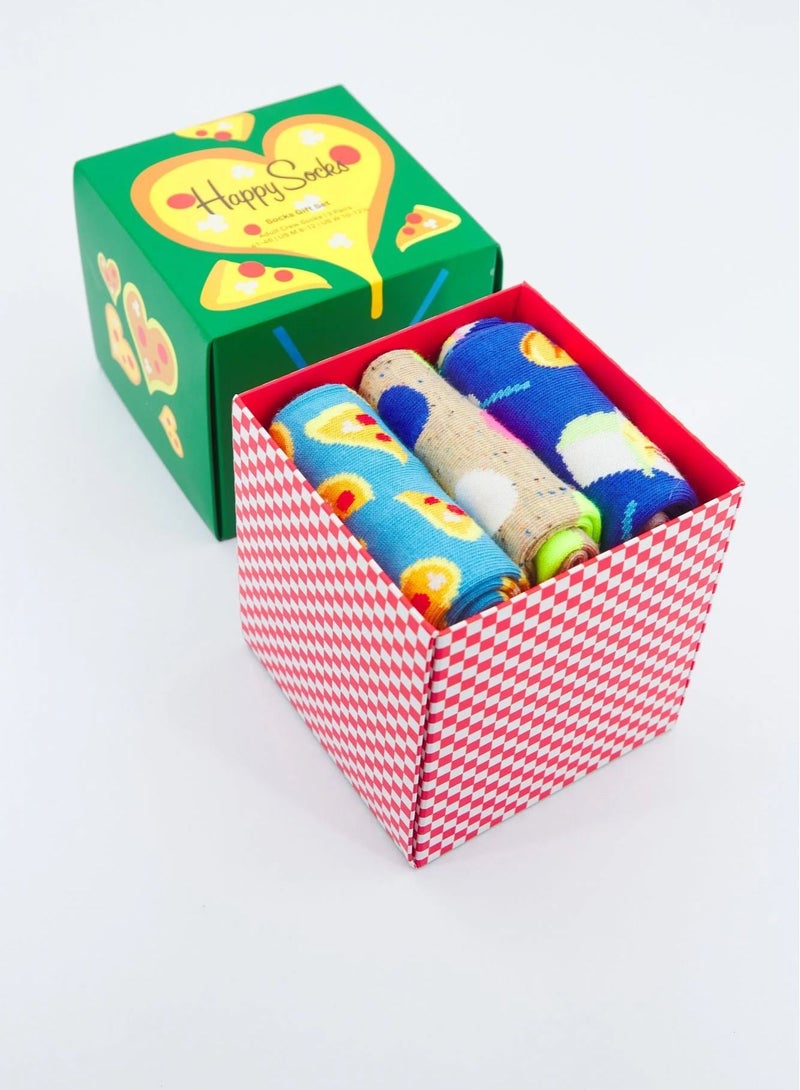 Happy Socks 3-Pack Pizza Love Socks Gift Set