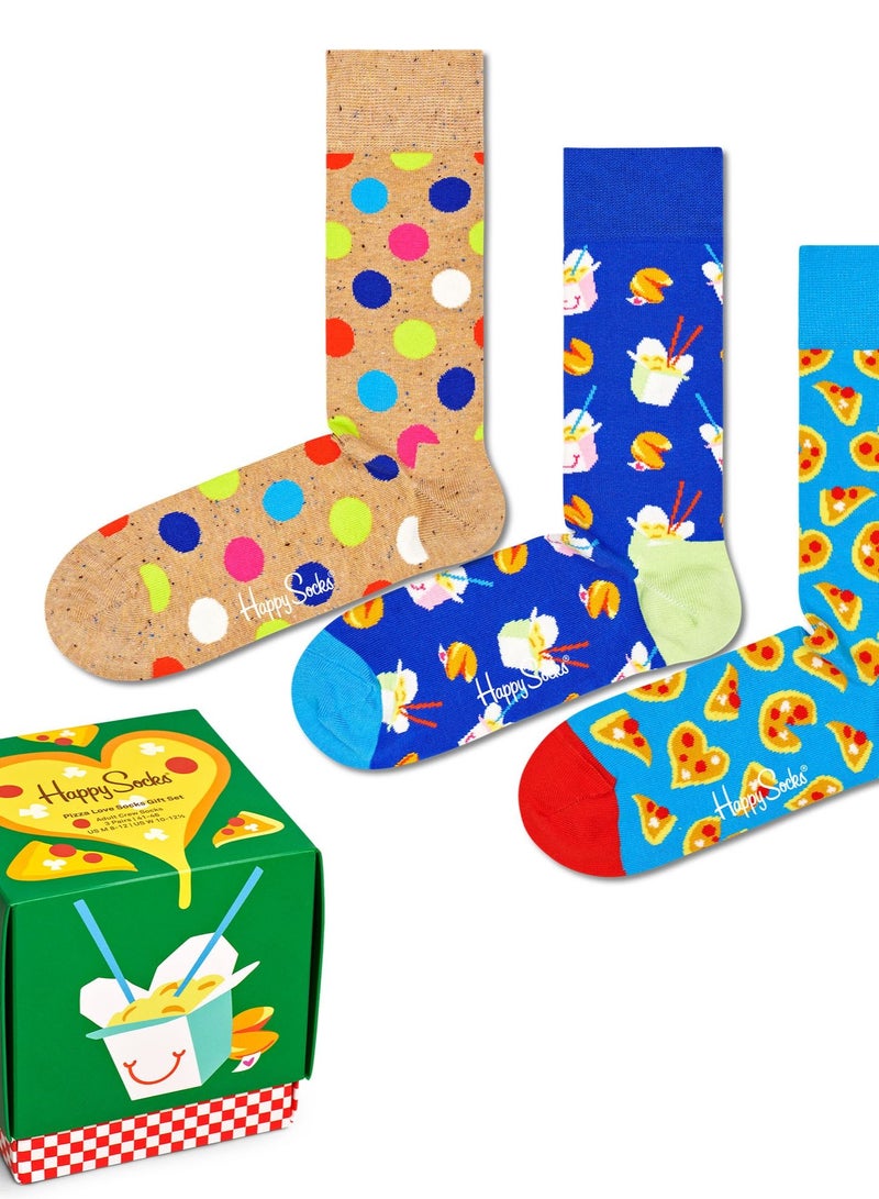 Happy Socks 3-Pack Pizza Love Socks Gift Set