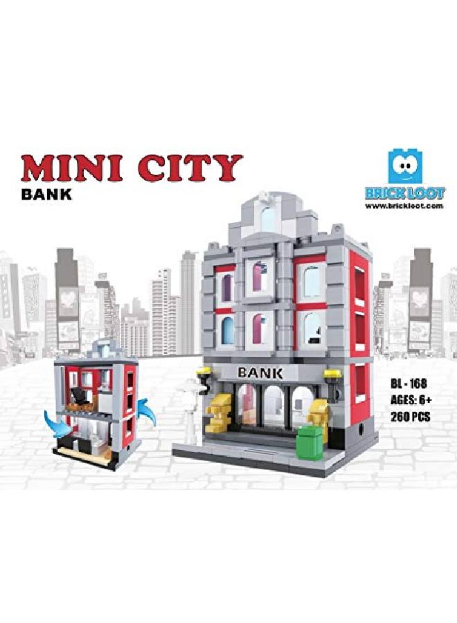 Exclusive Mini City Bank Custom Designed Model Compatible With Lego And Other Major Brick Brands 260 Pieces