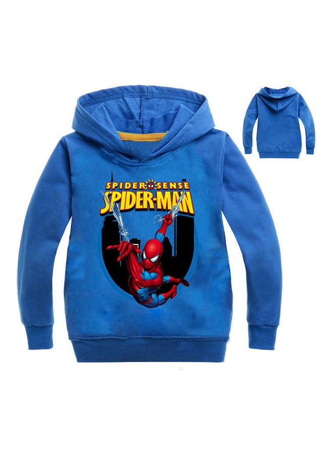 Spiderman Printed Hoodie Blue