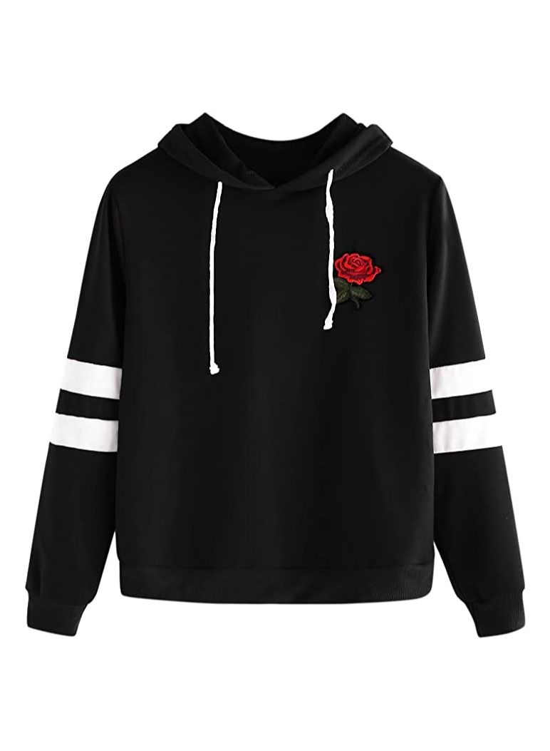 Embroidery Patch ROSE Design HOODIE for Unisex adult