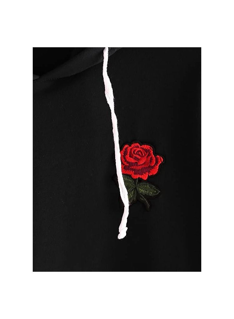 Embroidery Patch ROSE Design HOODIE for Unisex adult