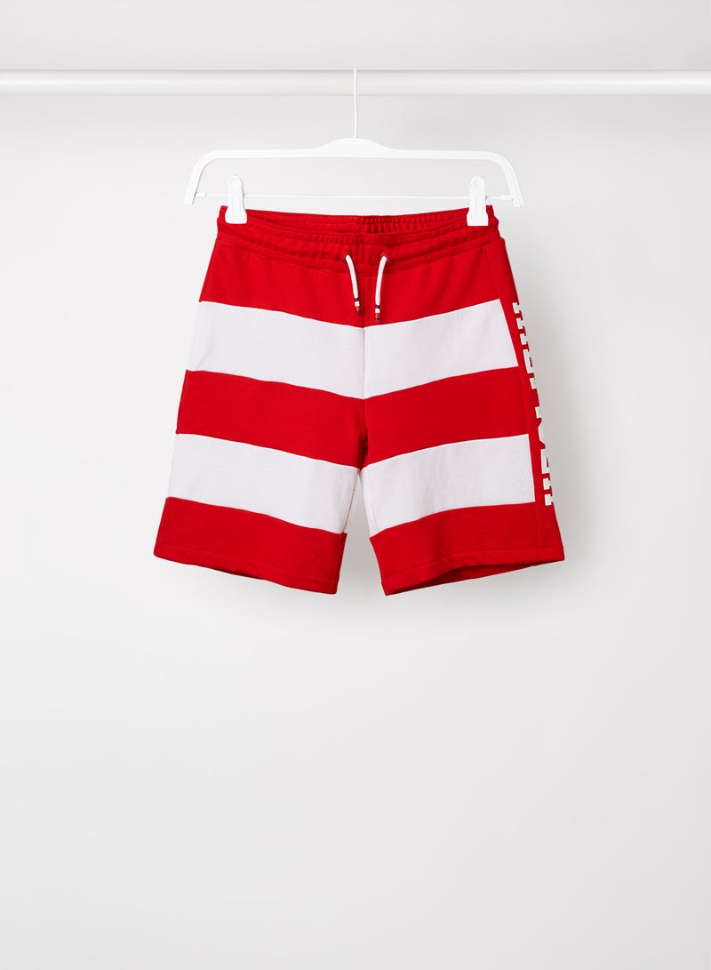 Teen Stripe Drawstring Shorts Red/White