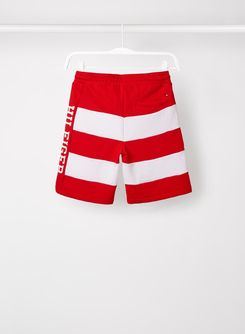 Teen Stripe Drawstring Shorts Red/White