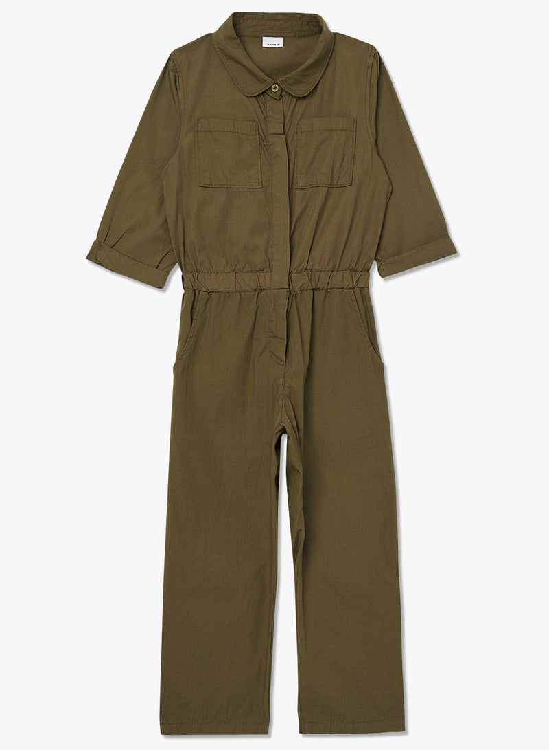 Kids Cinched Waist Jumpsuit Olive