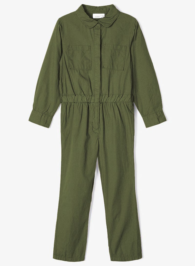 Kids Cinched Waist Jumpsuit Green