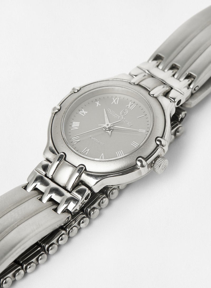 Metal Analog Wrist Watch M8302WY - 23.4mm - Silver