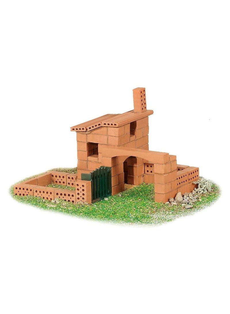 2 in 1 Small Cottage Design 85 pieces Brick Construction Set Toy STEM Building Kit with Real Bricks and Mortar Made in Germany TEI 1024